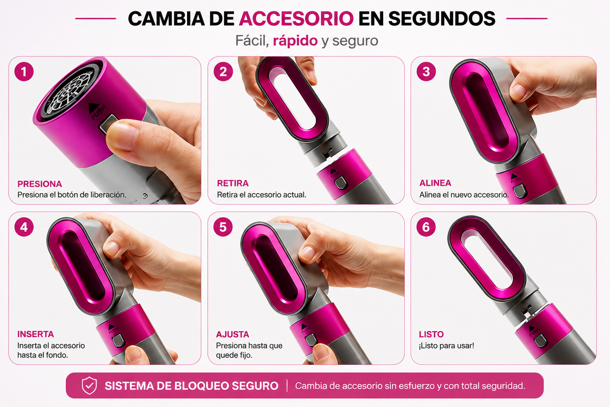 ✨ Cepillo Secador 5 en 1 – Seca, Alisa, Riza y Da Volumen